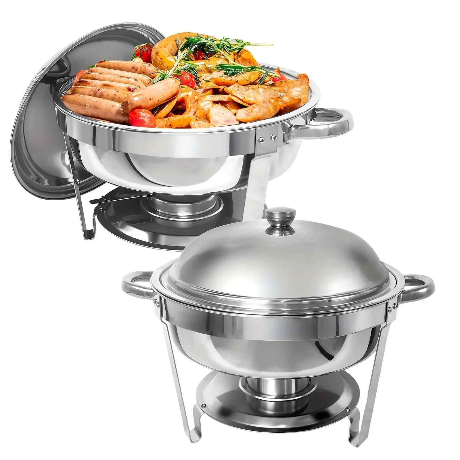 Showlu Fashion Store United States / 2pcs 2/4pcs, 6Qt Chafing Dish Buffet Set,Stainless Steel Round Chafers And Buffet Warmers Sets With Food And Water Trays For Catering