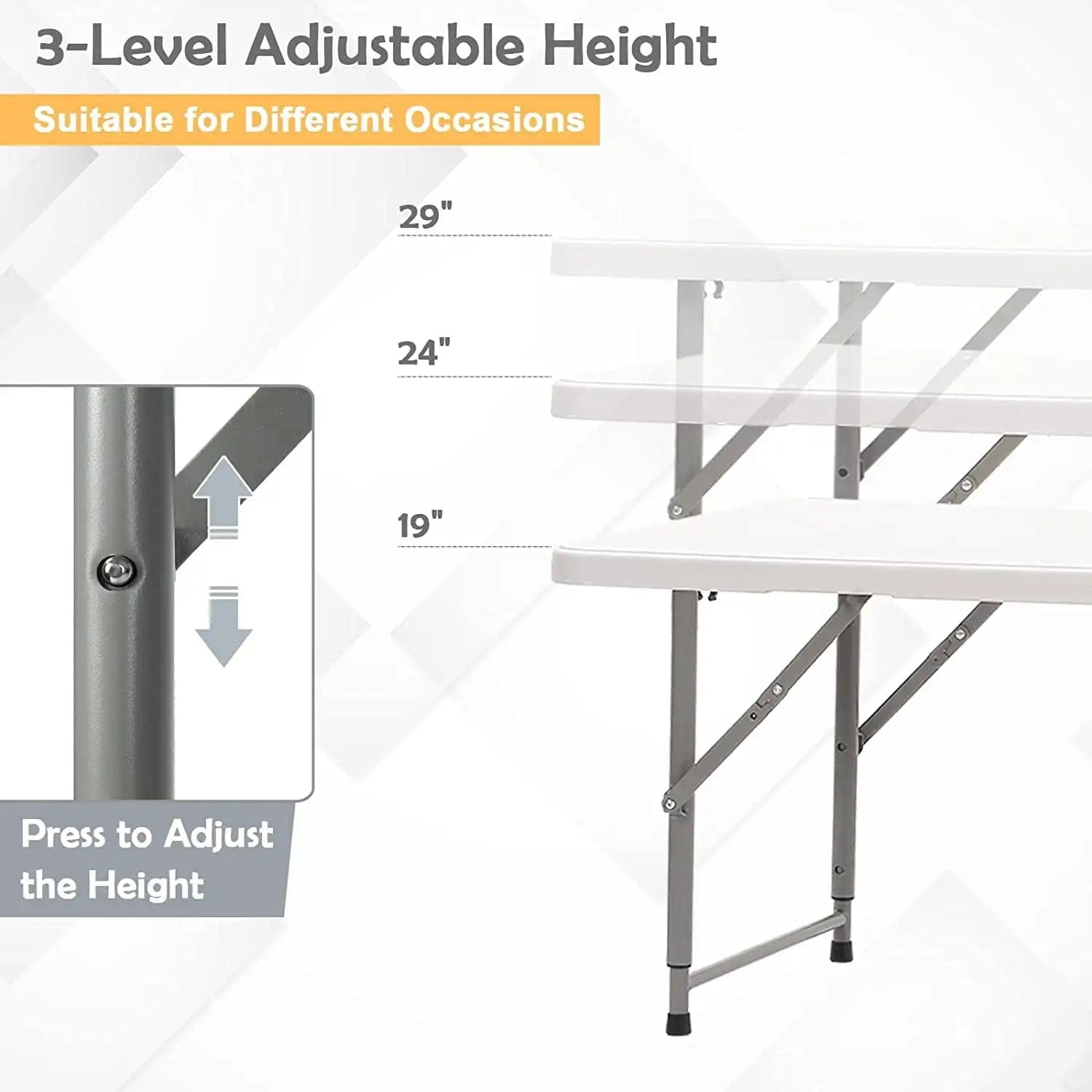 SHOWLU FASHION STORE United States 4 Foot Folding Table White