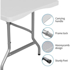 SHOWLU FASHION STORE United States 6ft Plastic Folding Table, Outdoor Indoor Portable for Camping, Party, Picnic w/Handle, Lock - White