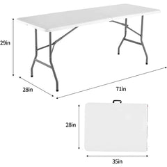 SHOWLU FASHION STORE United States 6ft Plastic Folding Table, Outdoor Indoor Portable for Camping, Party, Picnic w/Handle, Lock - White