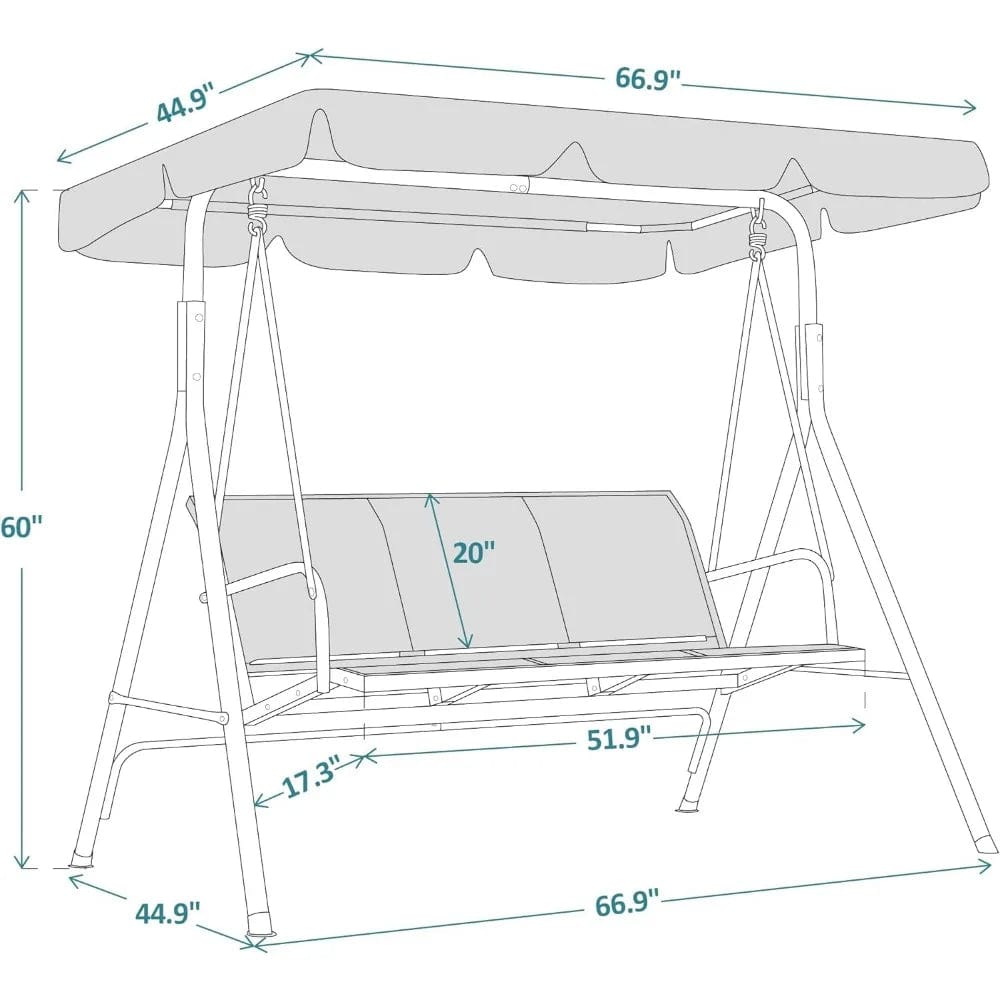  Showlu Fashion Store United States / Beige Hanging Swing for Garden Trade Shows 4507 (Beige) Outdoor Garden Hammocks Outdoor Patio Canopy Swing Chair 3-Person Arjih Redes