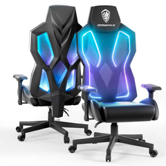 SHOWLU FASHION STORE United States / Black RGB Gaming Chair with LED Lights, Ergonomic Computer Chair for Adults, Reclining Chair, Video Game Chair with Adjustable Lumbar