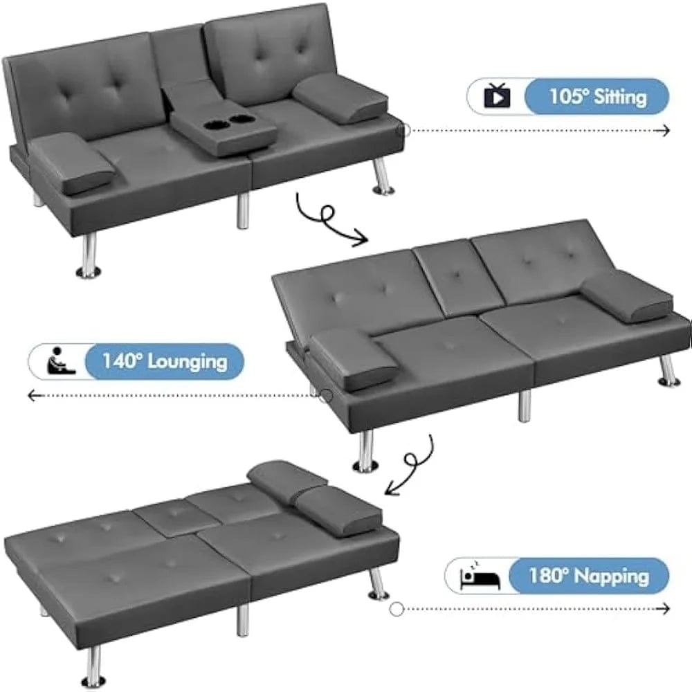 SHOWLU FASHION STORE United States Convertible Sofa Bed Adjustable Couch Sleeper Modern Faux Leather Home Recliner Reversible Loveseat Folding Daybed Guest Bed