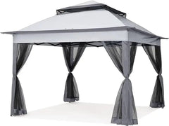 Showlu Fashion Store United States / Dark Grey / 11x11 11x11Ft Canopy, Easy Pop-Up Tent Instant Outdoor Shelter with Mosquito Netting Walls, Pop-Up Canopy