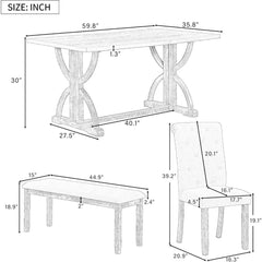 SHOWLU FASHION STORE United States Dining Table Set for 6, Counter Height Dining Table Set, 6 Piece Dining Room Table Set for Kitchen and Living Room Furniture