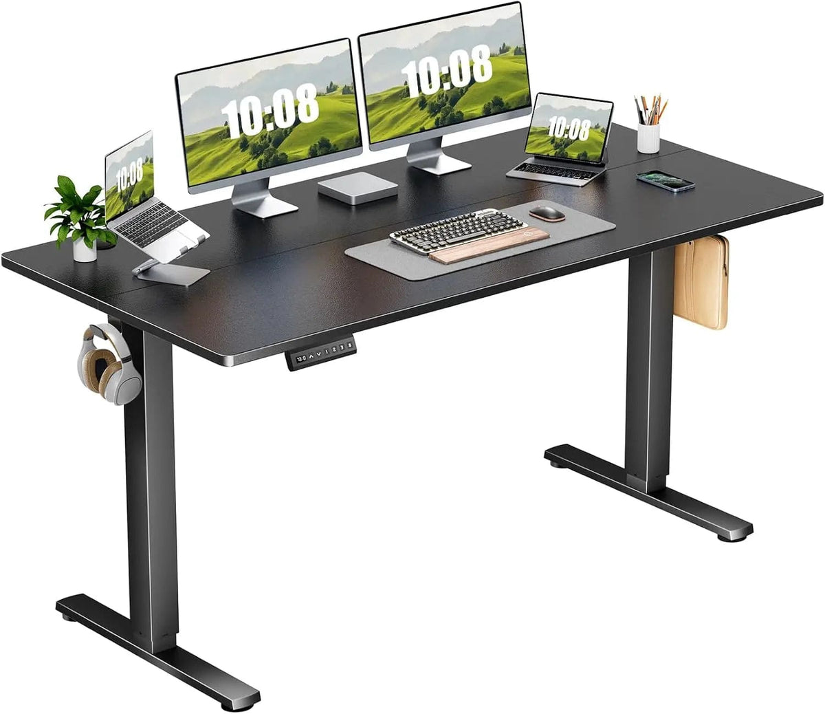 SHOWLU FASHION STORE United States Electric Adjustable Height Standing Desk - 63 x 24 inch Sit to Stand Up Desk with Splice Board, Rising Home Office