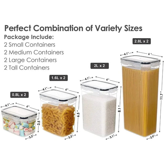  Showlu Fashion Store United States Kitchen Food Storage Containers Set,  Pantry Organization and  with Easy Lock Lids, 8 Pieces  &Organ