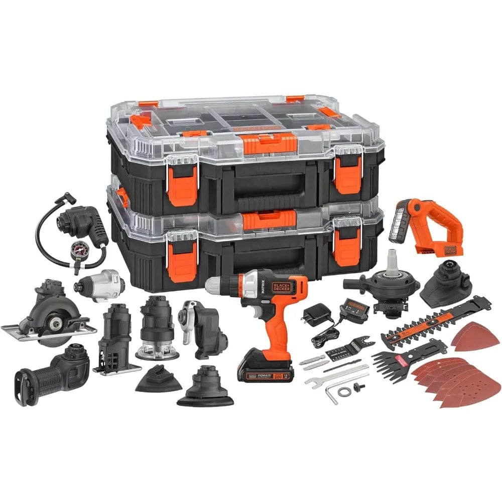 SHOWLU FASHION STORE United States MATRIX 20V MAX Power Tool Kit, Includes Cordless Drill, 12 Attachments and Storage Case (BDCDMT1212KITC1)