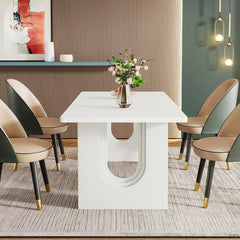 SHOWLU FASHION STORE United States Modern Dining Table for 6 to 8 People, 71" Large Kitchen Dining Table Wood Pedestal Base, Rectangular Long Dinner Table Kitchen