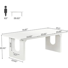 SHOWLU FASHION STORE United States Modern Dining Table for 6 to 8 People, 71" Large Kitchen Dining Table Wood Pedestal Base, Rectangular Long Dinner Table Kitchen