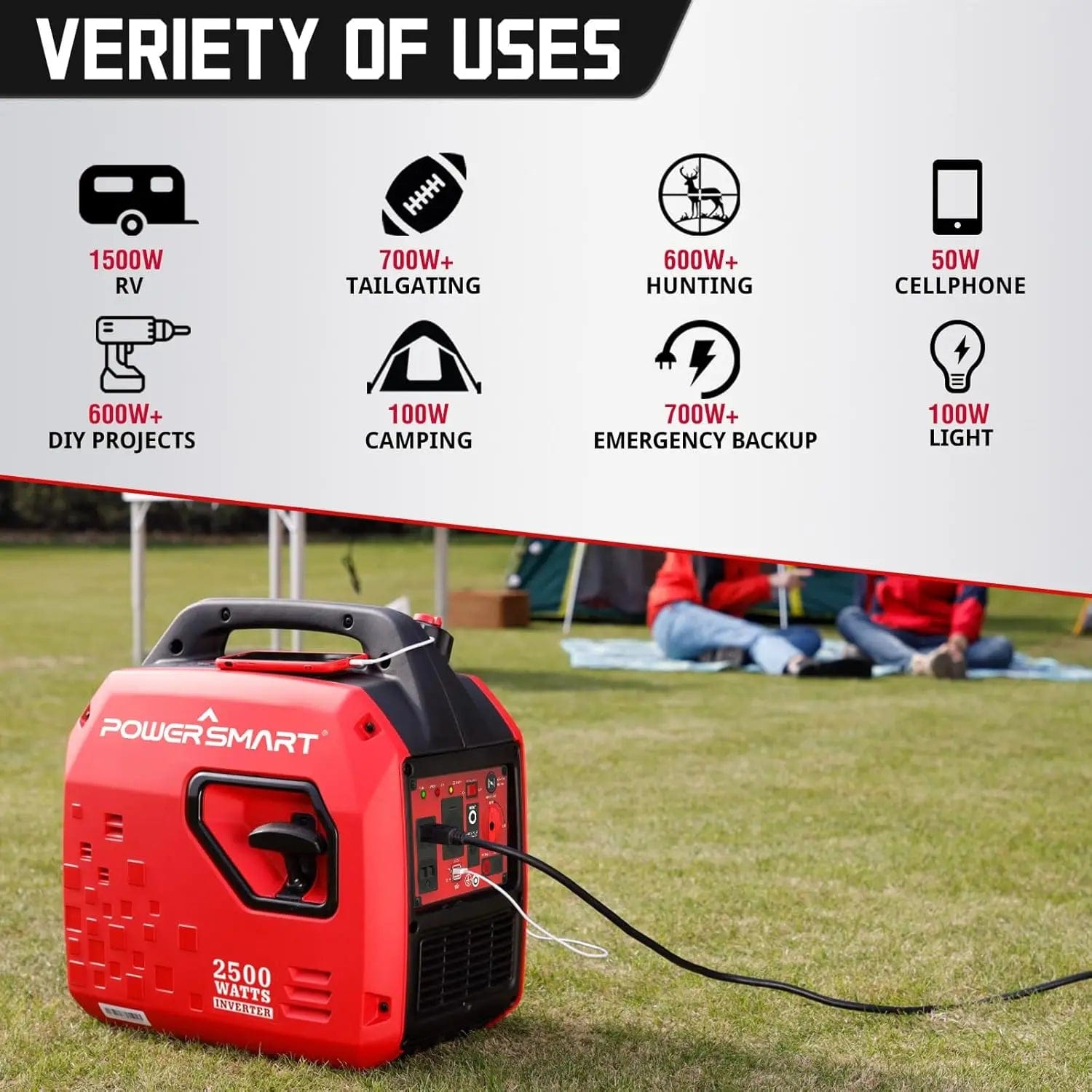 SHOWLU FASHION STORE United States PowerSmart 2500-Watt Gas Powered Portable Inverter Generator, Super Quiet for Camping, Tailgating, Home Emergency Use, CARB Comp