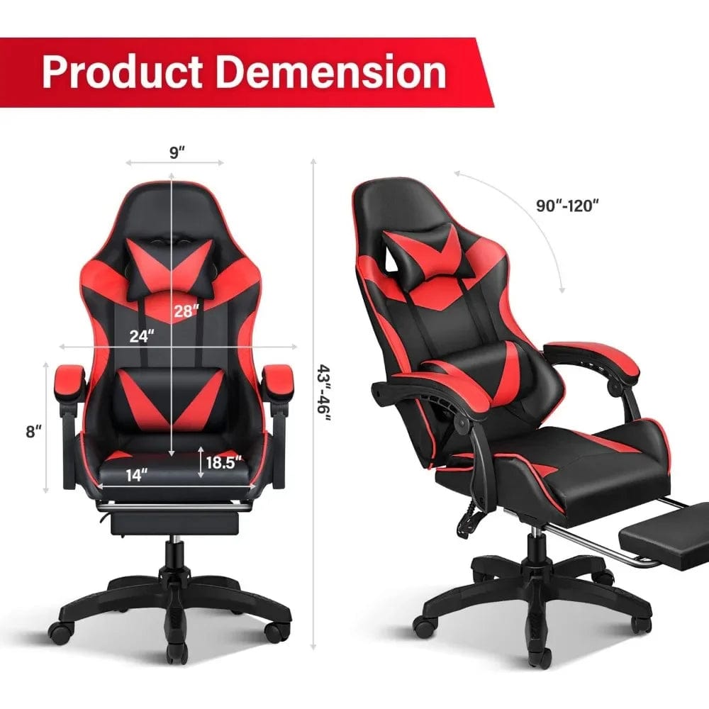 SHOWLU FASHION STORE United States / Red With Footrest Gaming Chair Office Chairs Backrest and Seat Height Adjustable Swivel Recliner Racing Office Computer Ergonomic Video Game Chair