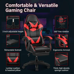 SHOWLU FASHION STORE United States / Red With Footrest Gaming Chair Office Chairs Backrest and Seat Height Adjustable Swivel Recliner Racing Office Computer Ergonomic Video Game Chair