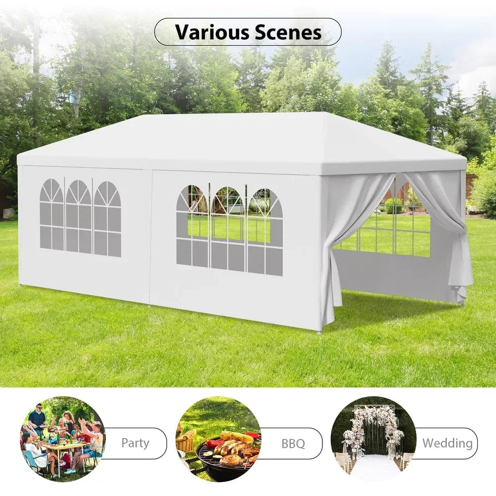 Showlu Fashion Store United States / White 10'x20' Outdoor Wedding Party Tent Gazebo Canopy 6 Removable Window Walls White