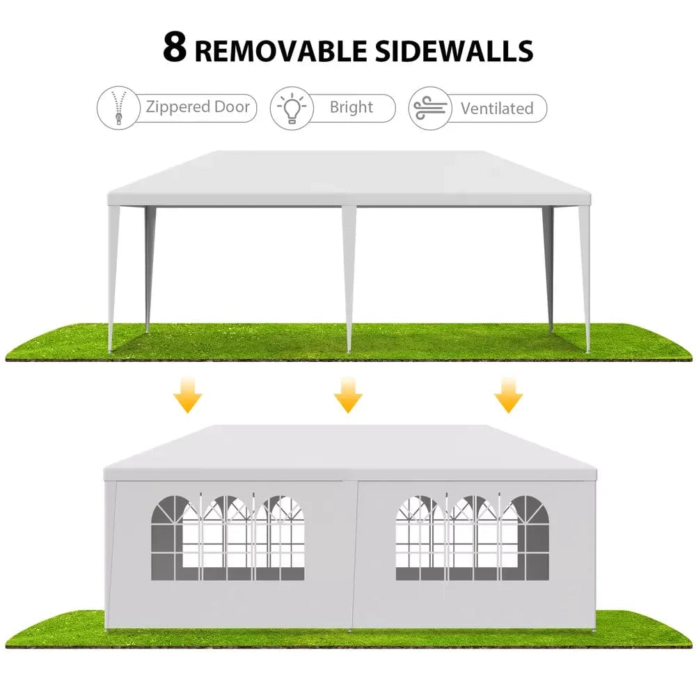 Showlu Fashion Store United States / White 10'x20' Outdoor Wedding Party Tent Gazebo Canopy 6 Removable Window Walls White