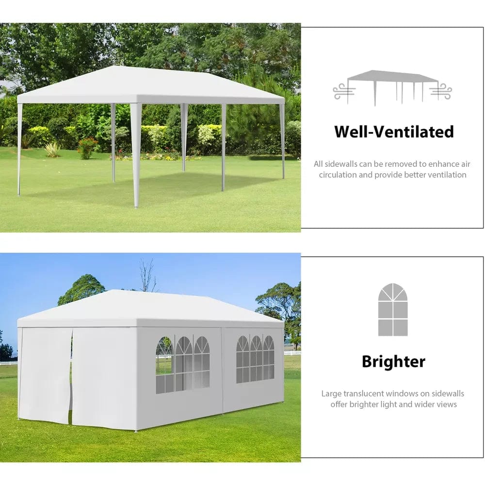 Showlu Fashion Store United States / White 10'x20' Outdoor Wedding Party Tent Gazebo Canopy 6 Removable Window Walls White