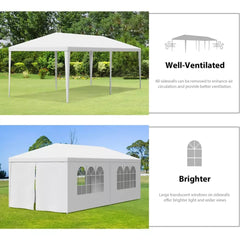 Showlu Fashion Store United States / White 10'x20' Outdoor Wedding Party Tent Gazebo Canopy 6 Removable Window Walls White