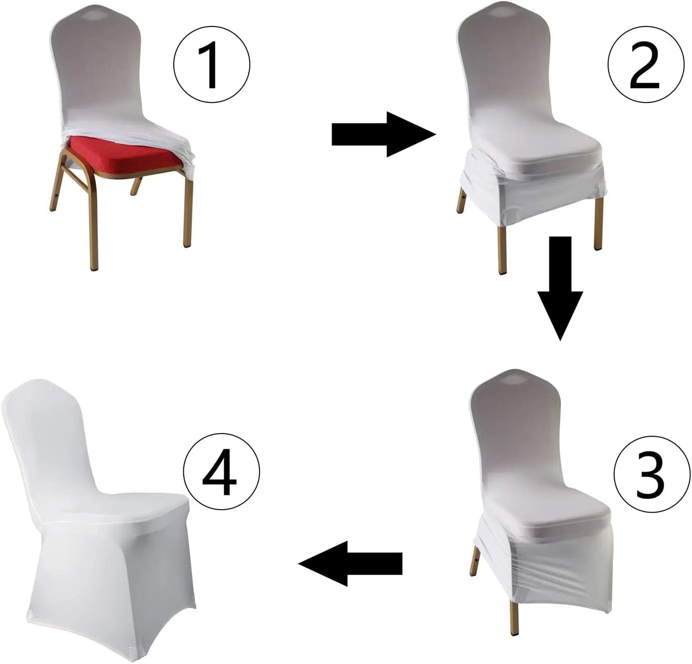  Showlu Fashion Store United States White Stretch Spandex Chair Covers - 24 PCS Banquet Events Party Universal Dining Decoration Scuba Elastic Chair Covers Premium