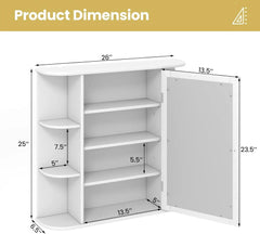  Showlu Fashion Store United States / White Tangkula Bathroom Medicine Cabinet with Mirror, Wall Mounted Bathroom Storage Cabinet w/Mirror Door & 6 Open Shelves, Adjustable