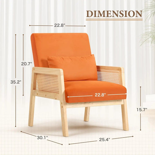 SHOWLU FASHION STORE United States YESHOMY Mid-Century Accent Chair Set of 2 with Pillow Upholstered with Solid Frame & Breathable Armrest for Living Room, Orange