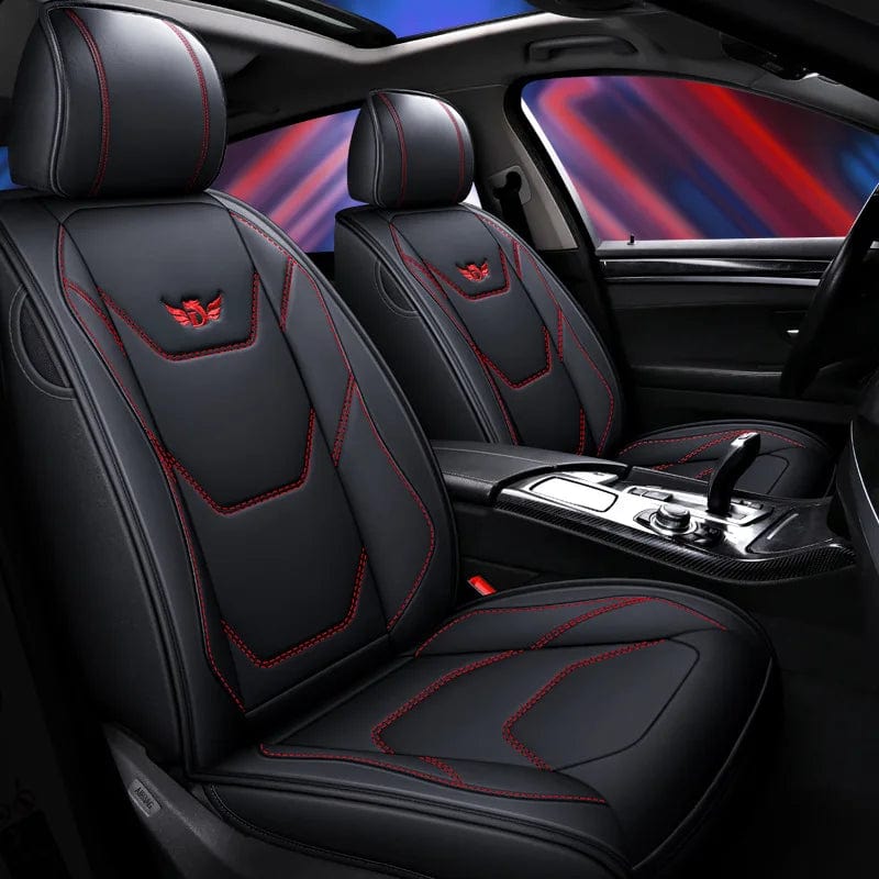  Showlu Fashion Store Universal Car Front Seat Covers PU Leather Seats Cover Waterproof Non-slip Seat Cushion Cover Luxury Upgrade for Auto Truck SUV