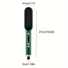 Showlu Fashion Store us / green 1PC - Fashionable LCD Straight Hair Comb, Intelligent Temperature Control Technology, LCD Display Screen, Fast Heating