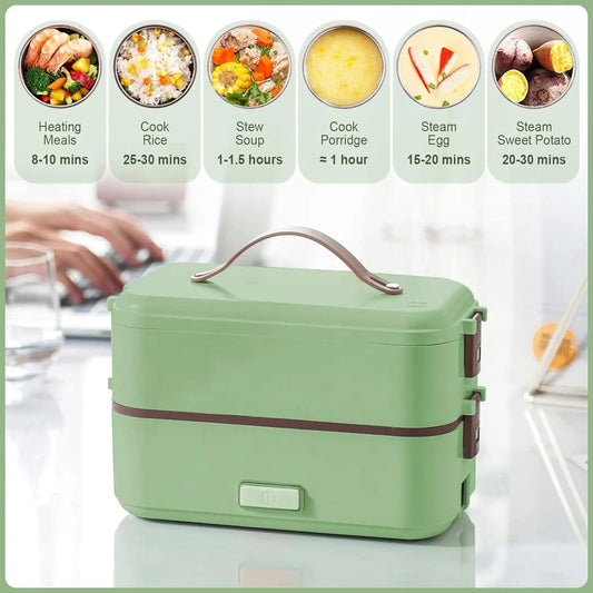  Showlu Fashion Store us / Green Self Cooking Electric Lunch Box