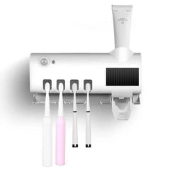  Showlu Fashion Store UV Automatic Toothpaste Dispenser USB Rechargeable Intelligent Energy Lazy Toothpaste Brush Holder Bathroom Accessories Set