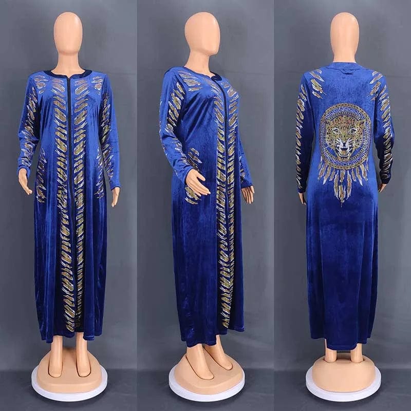  Showlu Fashion Store Velvet Maxi Dress African Clothes For Women Letter Robe Africa Clothing Sequins O Neck Short Sleeve African Dresses Plus Size 4X