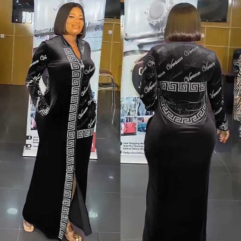  Showlu Fashion Store Velvet Maxi Dress African Clothes For Women Letter Robe Africa Clothing Sequins O Neck Short Sleeve African Dresses Plus Size 4X