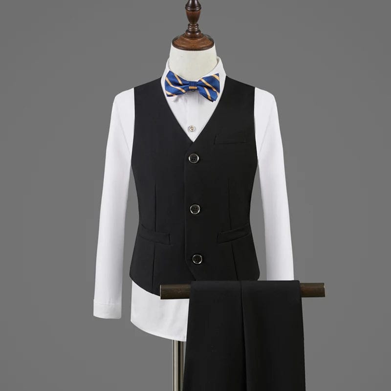 Showlu Fashion Store VEST PANTS BOWTIE 1 / 12T Children Formal Jacket Vest Pants Bowtie 4PCS Performance Photograph Suit Boys Wedding Dress Gentleman Kids Ceremony Costume