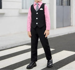  Showlu Fashion Store VEST PANTS BOWTIE 1 / 9T Wedding Suit For Boys Children White Jacket Vest Pants Bowtie 4PCS Photograph Suit Gentleman Kids Birthday Ceremony Costume