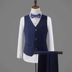 Showlu Fashion Store VEST PANTS BOWTIE / 5T Children Formal Jacket Vest Pants Bowtie 4PCS Performance Photograph Suit Boys Wedding Dress Gentleman Kids Ceremony Costume