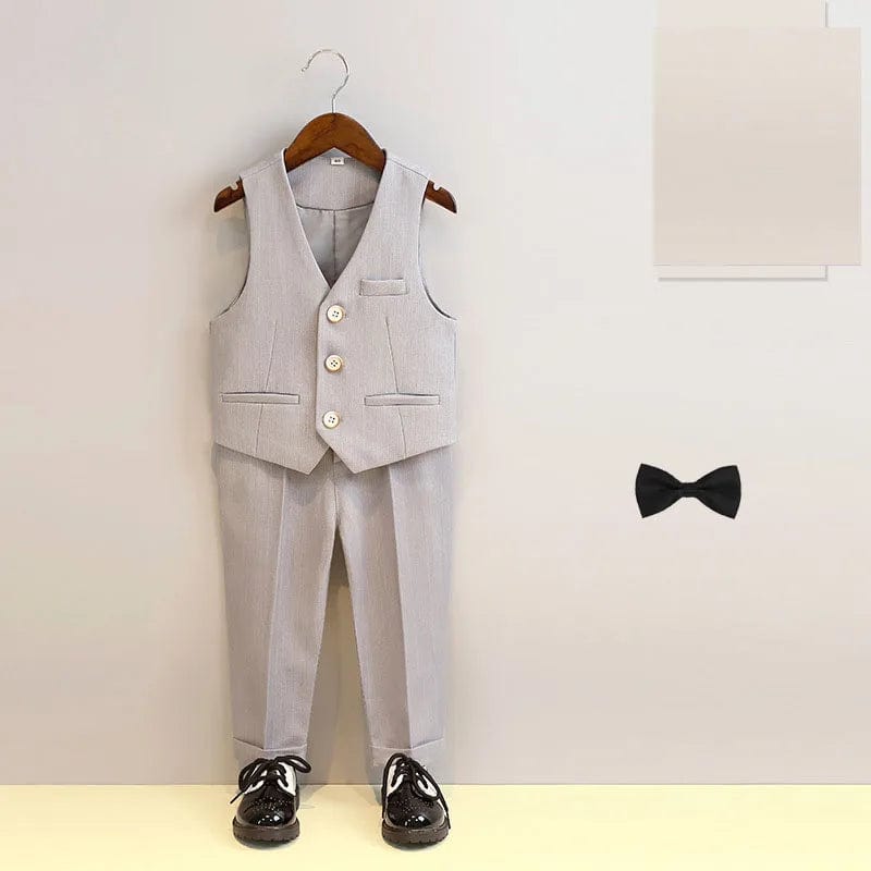 Showlu Fashion Store VEST PANTS TIE 1 / 4T 100-110CM Baby Boys 1 Year Luxurious Birthday Dress Kids Graduation Event Photograph Suit Children Formal Wedding Performance Tuxedo Set