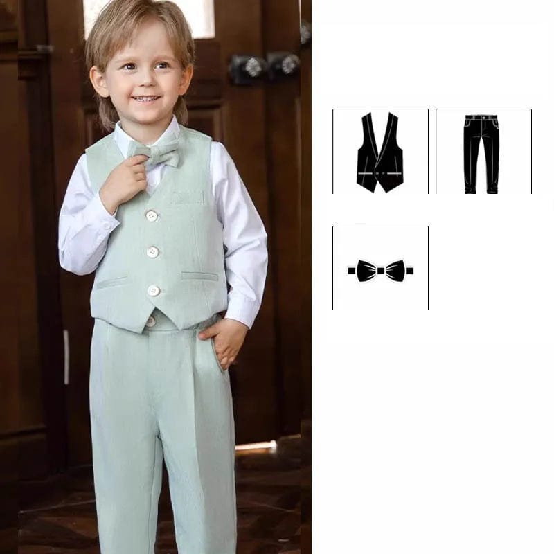 Showlu Fashion Store VEST PANTS TIE 1 / 80 7-10KG 70-80 CM Children Pink Elegant Photography Suit Boys Piano Ceremony Costume Kids Birthday Wedding Party Dress Performance Stage Tuxedo