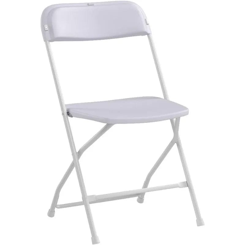 SHOWLU FASHION STORE VINGLI 10 Pack White Plastic Folding Chair, Indoor Outdoor Portable Stackable Commercial Seat with Steel Frame 350lb. Capacity F