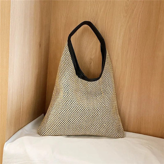  Showlu Fashion Store Vintage  Summer Women Durable Weave Straw Beach Bags Linen Woven Bucket Bag Grass Casual Tote Handbags Knitting Rattan Bags