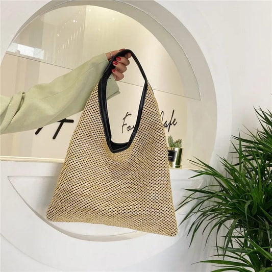  Showlu Fashion Store Vintage  Summer Women Durable Weave Straw Beach Bags Linen Woven Bucket Bag Grass Casual Tote Handbags Knitting Rattan Bags