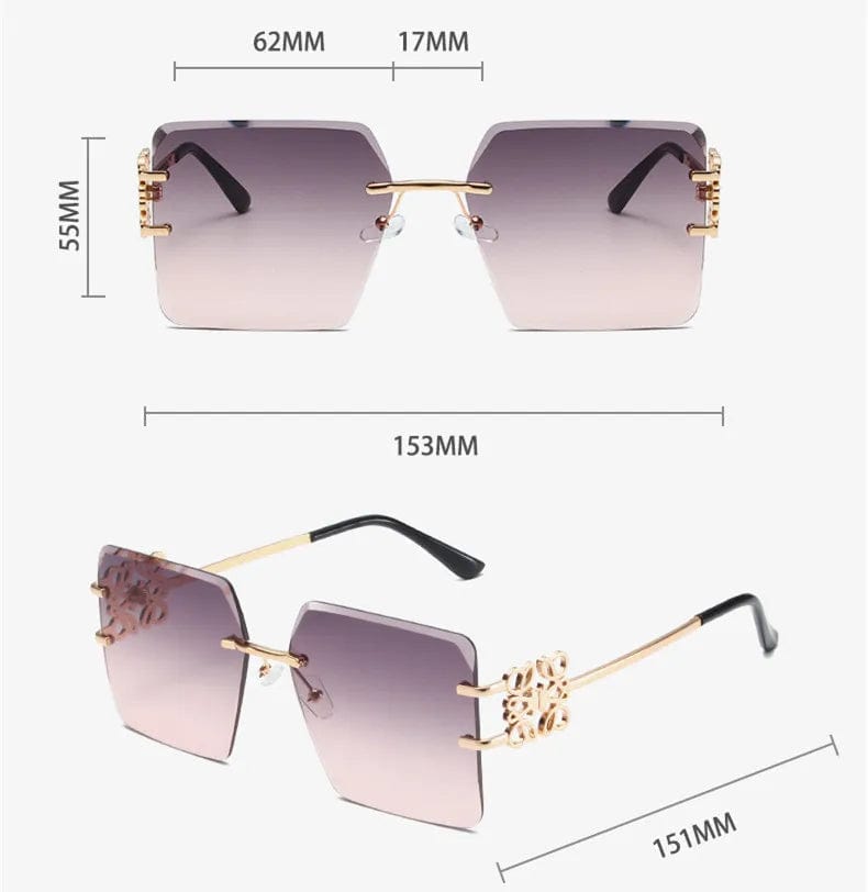  Showlu Fashion Store VWKTUUN Rimless Sunglasses Women Big Sunglasses UV400 Square Sunglasses Outdoor Ladies Eyewear