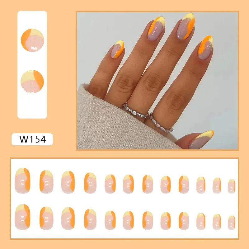 Purple floral almond press-on nails by Showlu Fashion Store, 24-piece detachable acrylic tips with floral design for manicures.