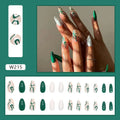 Showlu Purple Floral Almond Press-On Nails with 24-piece acrylic tips, featuring floral designs and detachable, medium-length ballerina style.