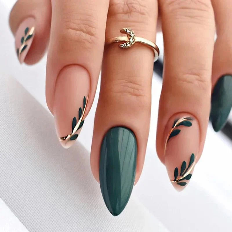 Light green striped press-on nails from Showlu Fashion Store, 24-piece set of long coffin acrylic tips with gradient design.