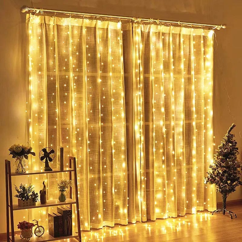 Showlu Fashion Store Warm white / 3 x 3 m 600/300 LED Window Curtain String Light Wedding Party Home Garden Bedroom Outdoor Indoor Wall Decorations