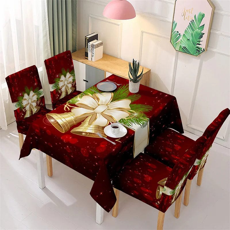  Showlu Fashion Store Waterproof Christmas Dining Tablecloth / Xmas Gifts Dining Chair Covers Christmas Table Decoration Cover Cloth Home Party Decor