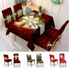  Showlu Fashion Store Waterproof Christmas Dining Tablecloth / Xmas Gifts Dining Chair Covers Christmas Table Decoration Cover Cloth Home Party Decor