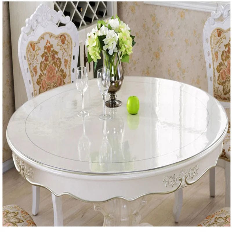  Showlu Fashion Store Waterproof Oilproof Round PVC Tablecloth able Cover Glass Soft Cloth Table Cover Home Kitchen Dining Room Placemat 1mm.  (501