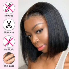 SHOWLU FASHION STORE Wear Go Glueless Short Bob Wigs 13x4 Bone Straight Lace Front Human Hair Wigs for Women Brazilian Transparent Lace Frontal Wigs