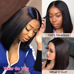 SHOWLU FASHION STORE Wear Go Glueless Short Bob Wigs 13x4 Bone Straight Lace Front Human Hair Wigs for Women Brazilian Transparent Lace Frontal Wigs