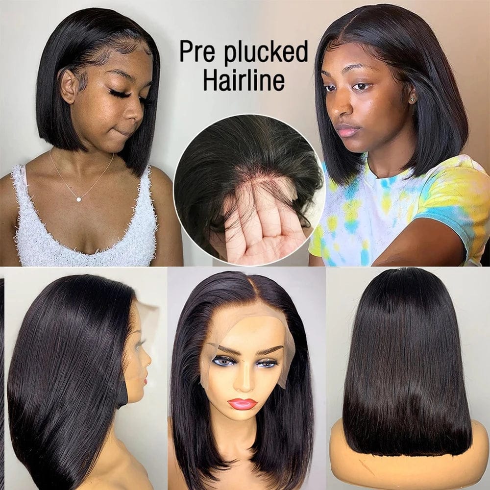 SHOWLU FASHION STORE Wear Go Glueless Short Bob Wigs 13x4 Bone Straight Lace Front Human Hair Wigs for Women Brazilian Transparent Lace Frontal Wigs