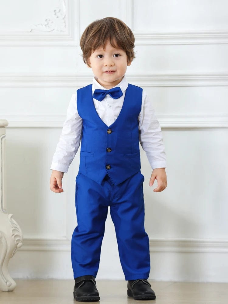  Showlu Fashion Store Wedding Attire Outfit Clothes Suit for Boy Ring Bearer Boy Outfits Boy's Gentleman Tuxedo Vest Bowtie Shirt Pants Kid Costume